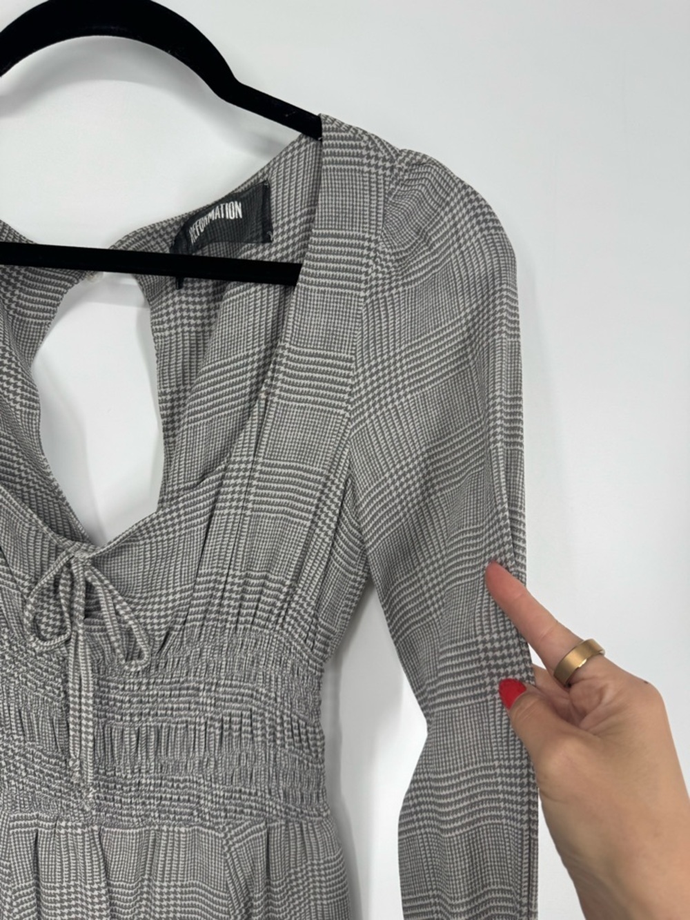 Reformation Mini Dress (Aberdeen Wilder) in gray plaid size 4 - Picture 5 of 11